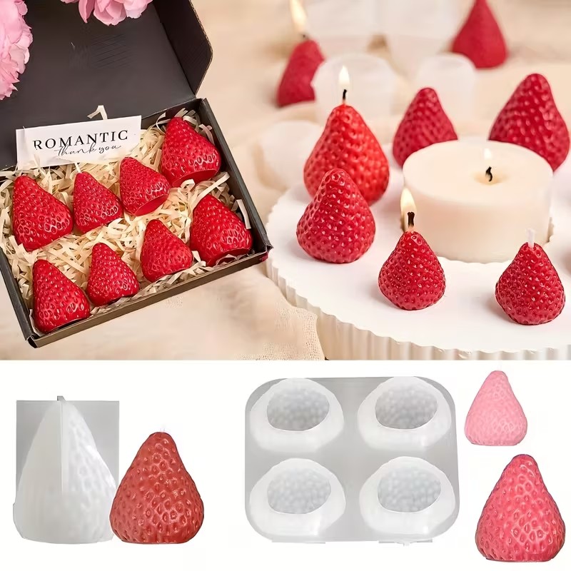 Soap Making Party - イチゴシリコンキャンドルモールド DIY アロマセラピー石鹸樹脂工芸品バレンタインデー結婚式誕生日ギフト作成用