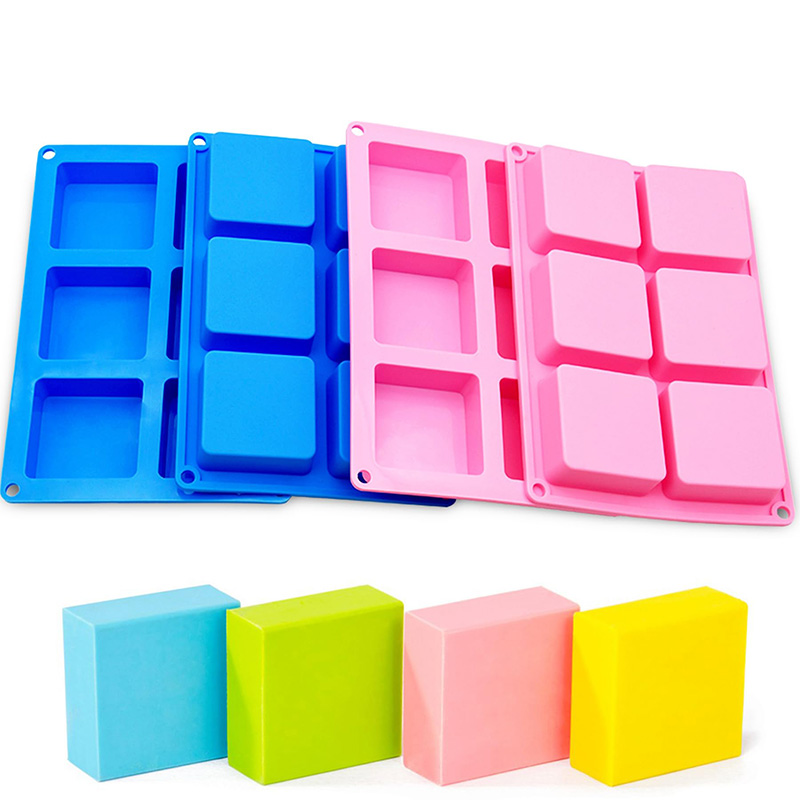 Soap Making Party - 正方形のシリコン石鹸型,チョコレート,カップケーキ,コーンブレッド,マフィン,石鹸バー,6つの空洞,焦げ付き防止