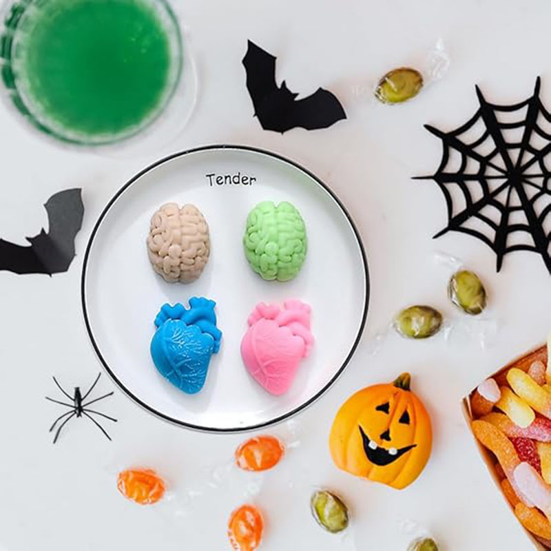 Soap Making Websites - 人間の脳と心臓のシリコンモールド、石鹸作り用品、ハロウィン3D臓器の形、キャンドル、アイスキューブトレイ、チョコレート、ゼリー用