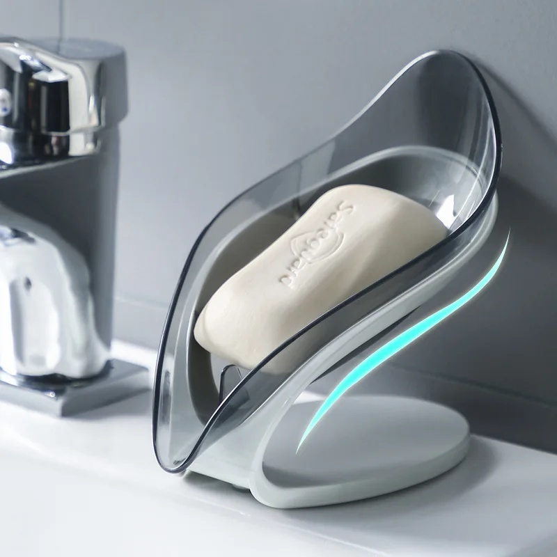 Soap Making Box - 吸盤式石鹸皿ボックス、浴室シャワー用石鹸ホルダー、水切り付きポータブルリーフ型トイレ・洗濯用石鹸ラック、洗面台用トレイ