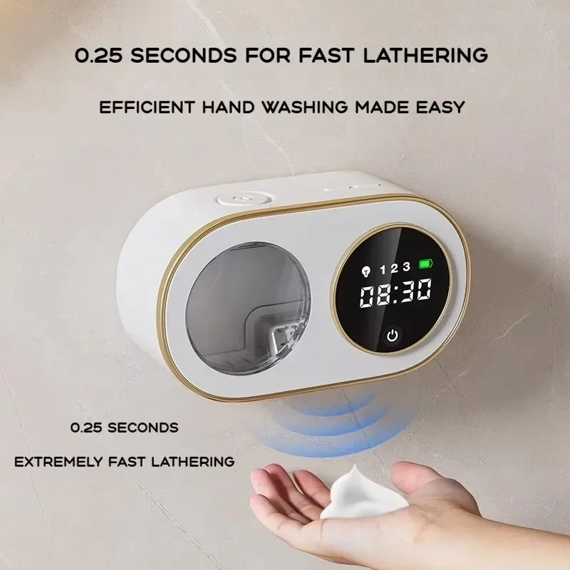 Soap Making Machine - 壁掛け式自動ソープディスペンサー 大容量 非接触充電式センサー キッチン用 LEDインテリジェントクリーニング付き