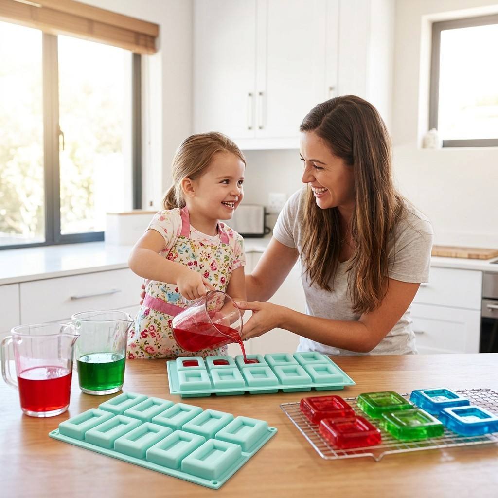 ノンスティック10穴長方形シリコン製ベーキングモールド、フレ - Soap Making Instructions のレビューと価格