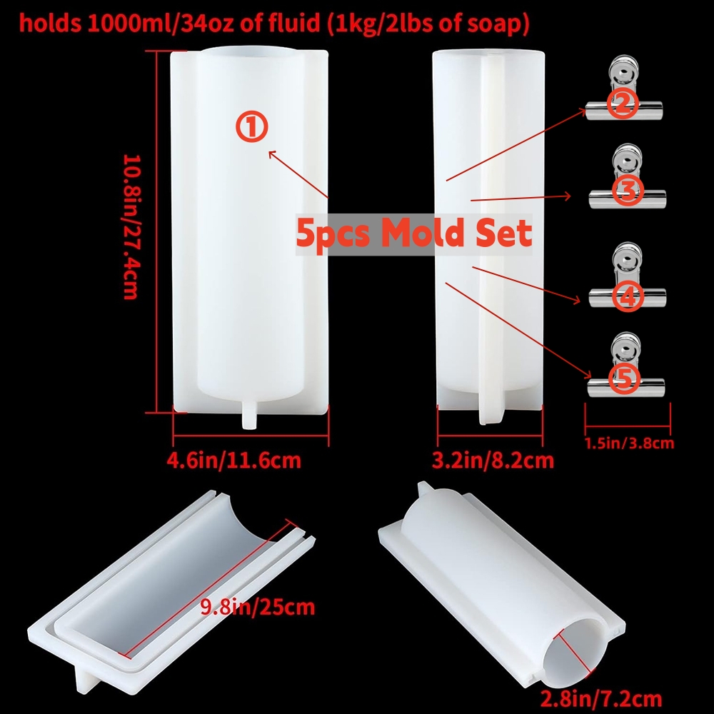 大きな円筒形石鹸型（クリップ付き）、1000mlシリコン製円 - Soap Making Instructions のレビューと価格