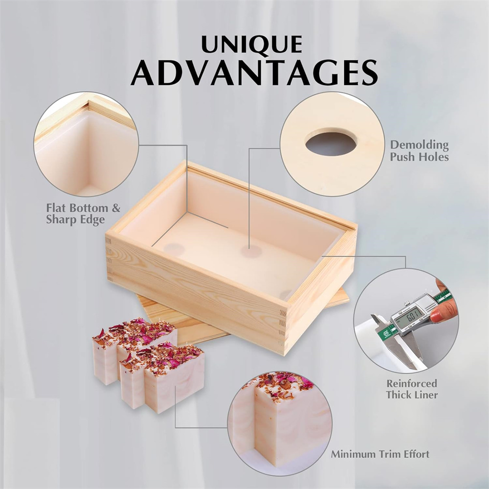 大型石鹸型長方形シリコンライナーモールド木箱と蓋付き DIY - Soap Making Instructions のレビューと価格