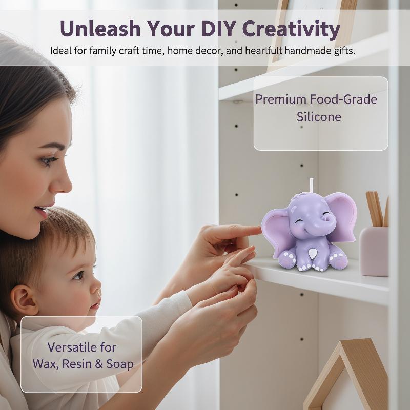 かわいい3D象型シリコンキャンドルモールド、簡単リリース、再 - Soap Making Party のレビューと価格
