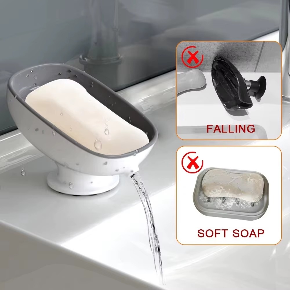 超強力吸盤石鹸ホルダー排水水付き浴室用石鹸箱皿キッチンスポン - Soap Making Box のレビューと価格