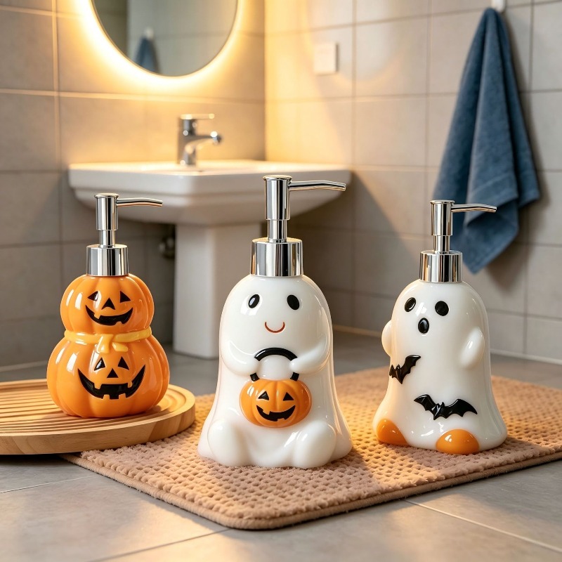 280ML ハロウィンゴーストパンプキン型セラミックローショ - Soap Making Jar のレビューと価格