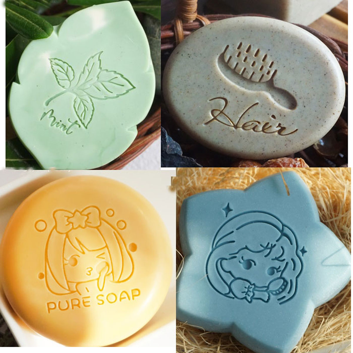 手作りの透明アクリル石鹸スタンプ,かわいい女の子の櫛のパター - Soap Making Websites のレビューと価格