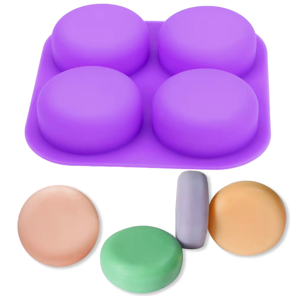 1-2個入り 4つの空洞を持つ再利用可能な丸型シリコン石鹸型 - Soap Making Instructions のレビューと価格