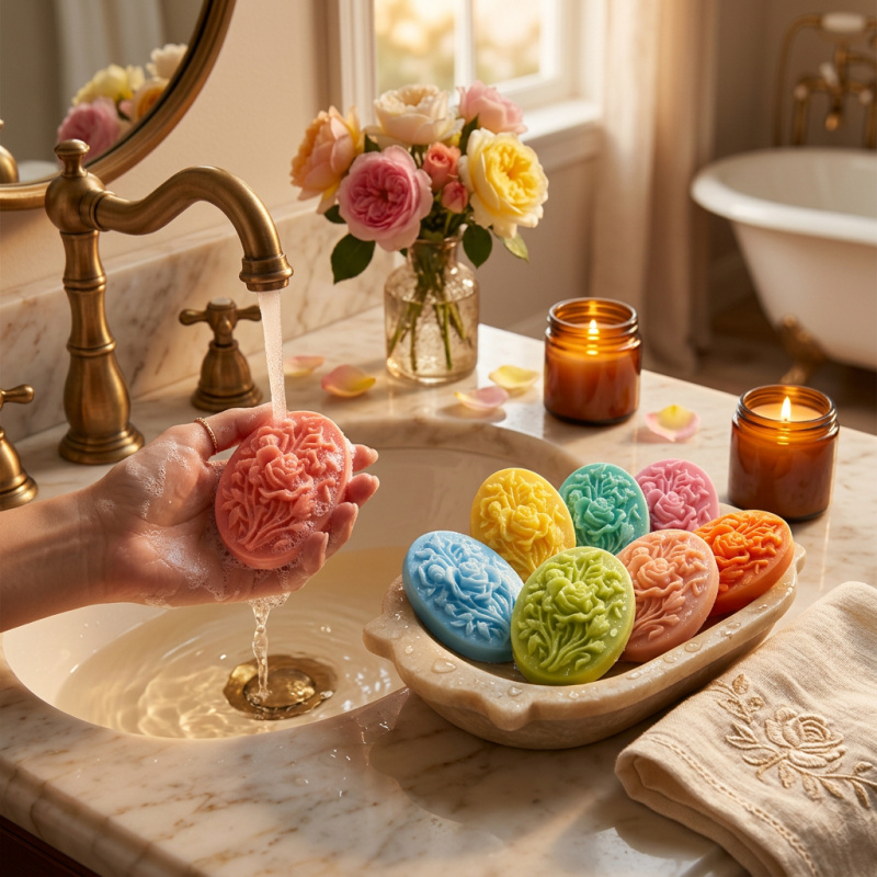 花の形をしたシリコンモールド4個、簡単に型抜きでき、再利用可 - Soap Making Party のレビューと価格